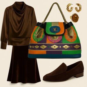 Vintage Renaissance Jewel-Tone Statement Bag – Made in Korea